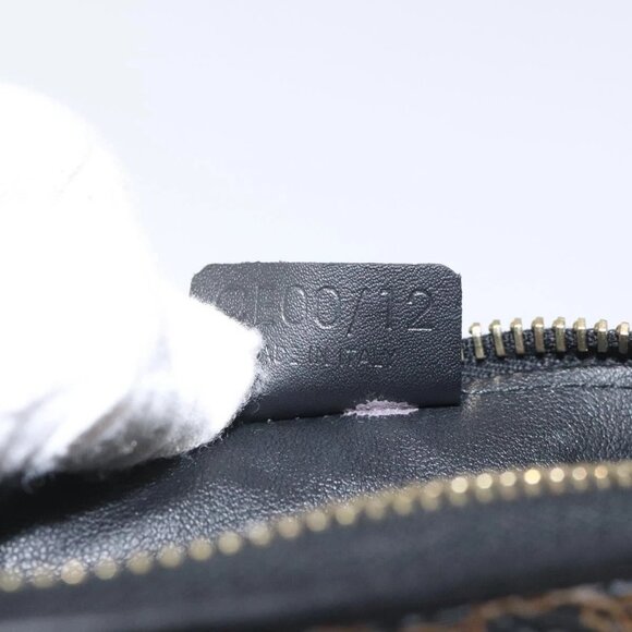 CELINE Macadam Canvas Pouch PVC Leather Black Gold Auth - Picture 14 of 16